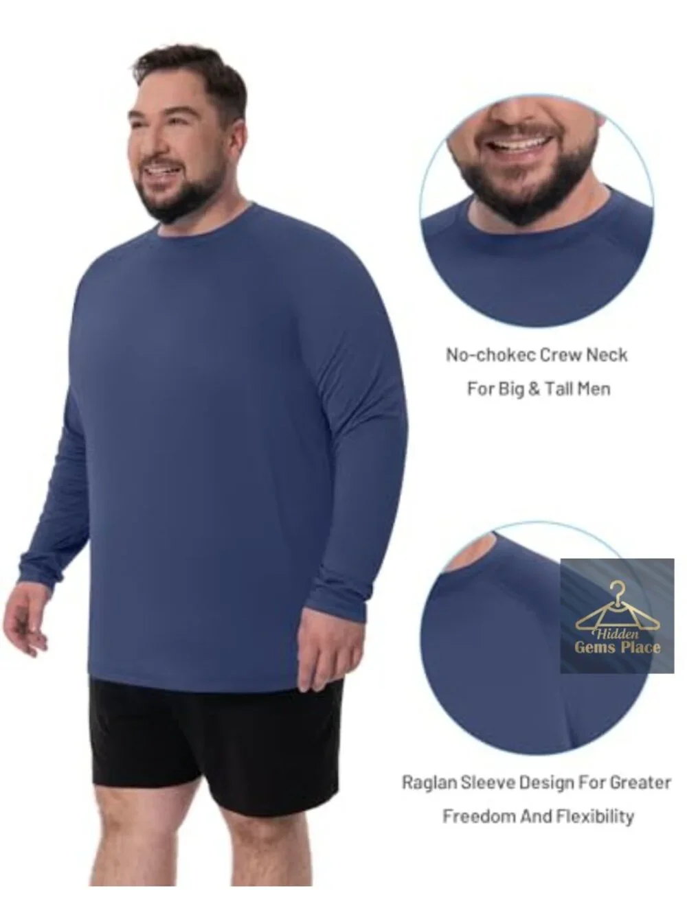 Men's UPF 50+ Long Sleeve Rash Guard Shirt Quick Dry Sun Protection Swim Tee
